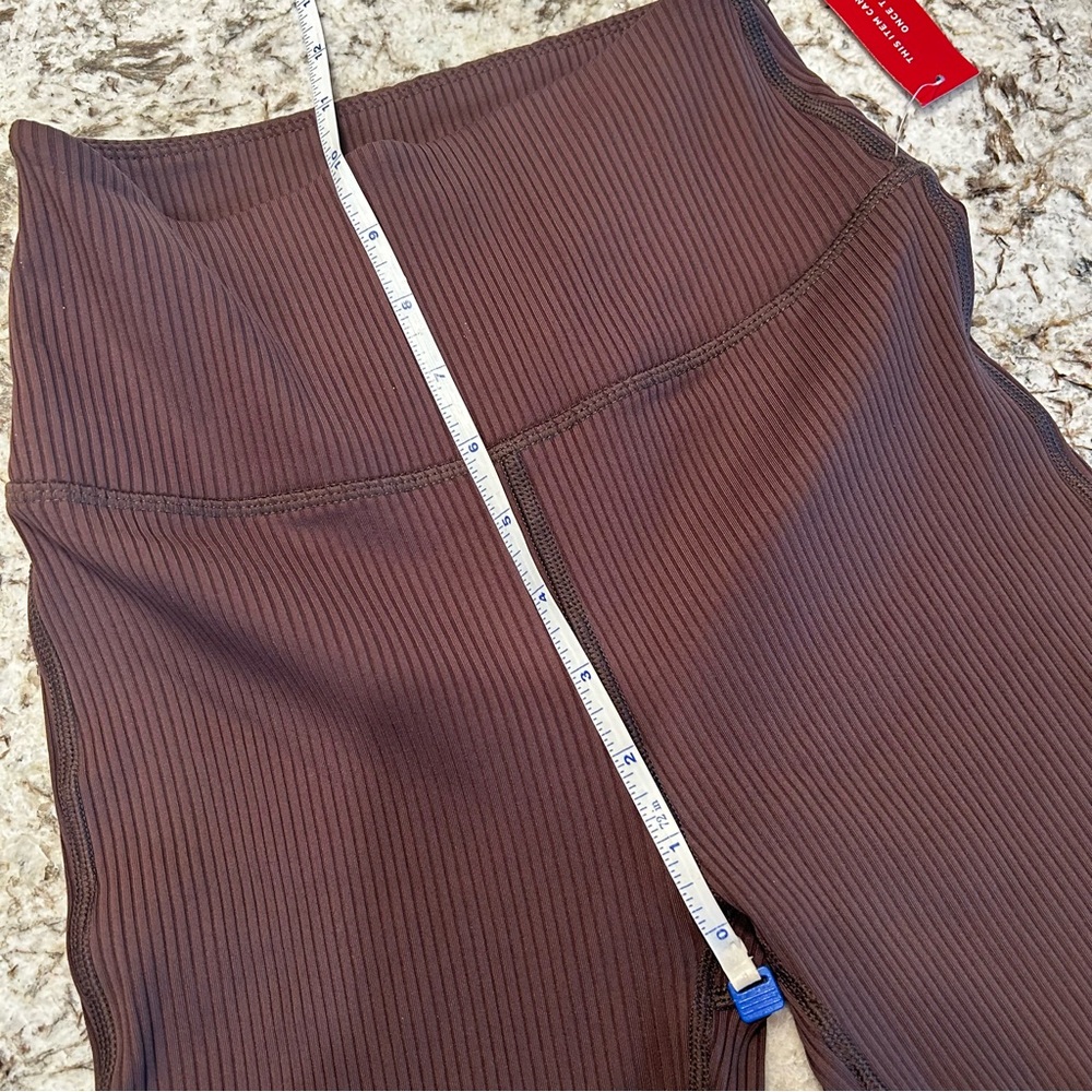 NWT CARBON38 Ribbed‎ Flare xs leggings dark oak brown women’s - Picture 10 of 11